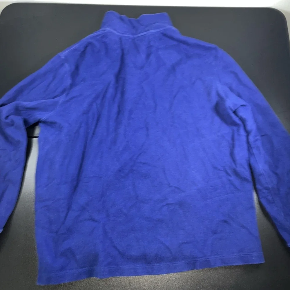 Ralph Lauren Polo Sweater Mens L Large Blue Estate Rib Flesh Pony  1/4 Zip